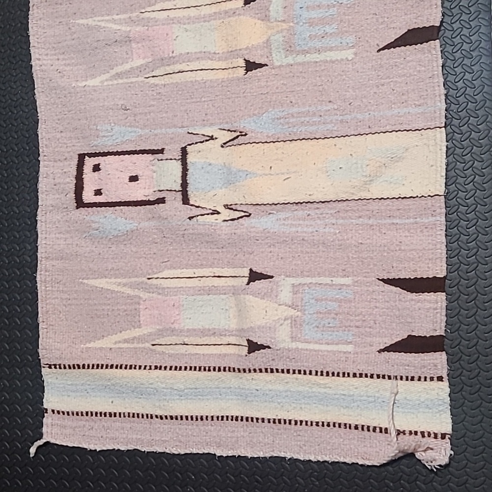 Pink Native American Indian Navajo Yei Rug Saddle Blanket Healing 57" x 27" - Picture 2 of 4
